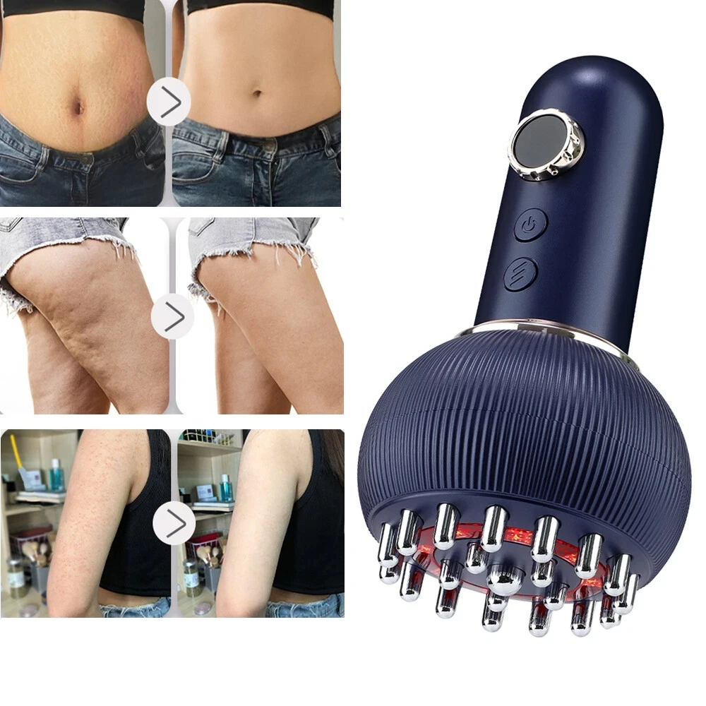 Brosse chauffante électrique sans fil 1200 mAh pour massage des méridiens, drainage lymphatique, micro-courant chauffant, anti-cellulite, massage du corps et du dos