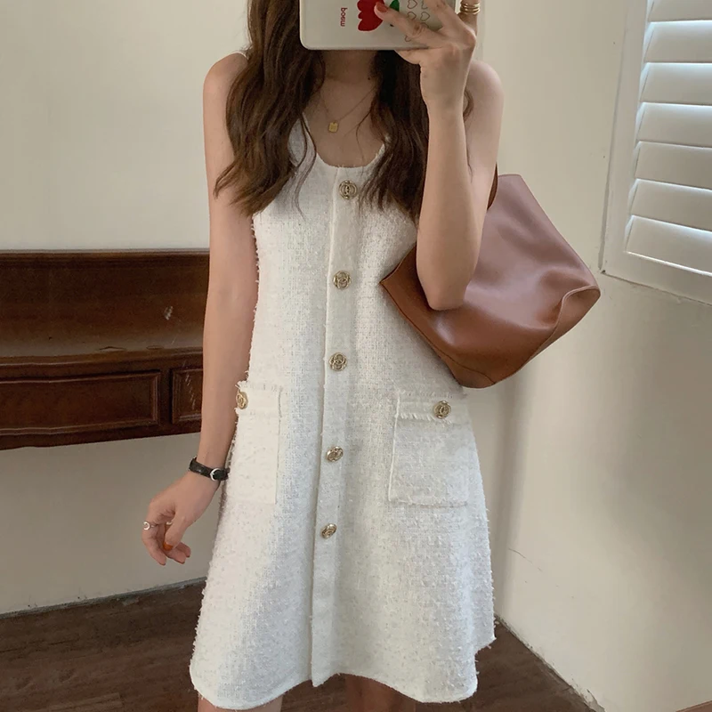 Ele U-Ne Quastenbesatz Svel Loose Dr Weste Chic Korean Sle Summer Faion Single Button Verschlussfarbe