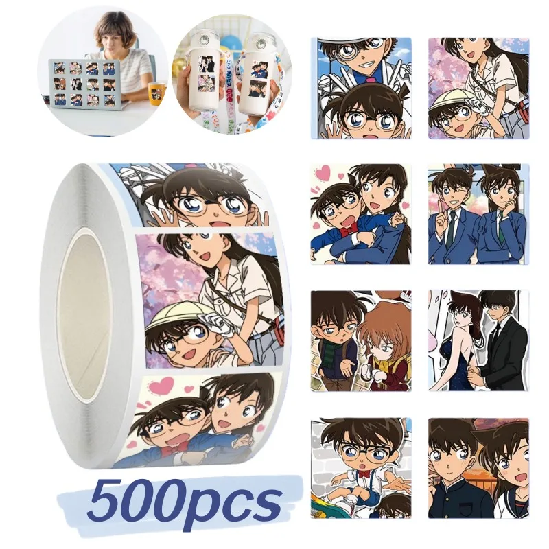 Nueva mercancía de anime de Detective Conan, pegatinas de sello de dibujos animados de personajes bonitos, pegatinas creativas DIY para garabatos, calcomanías decorativas, juguetes