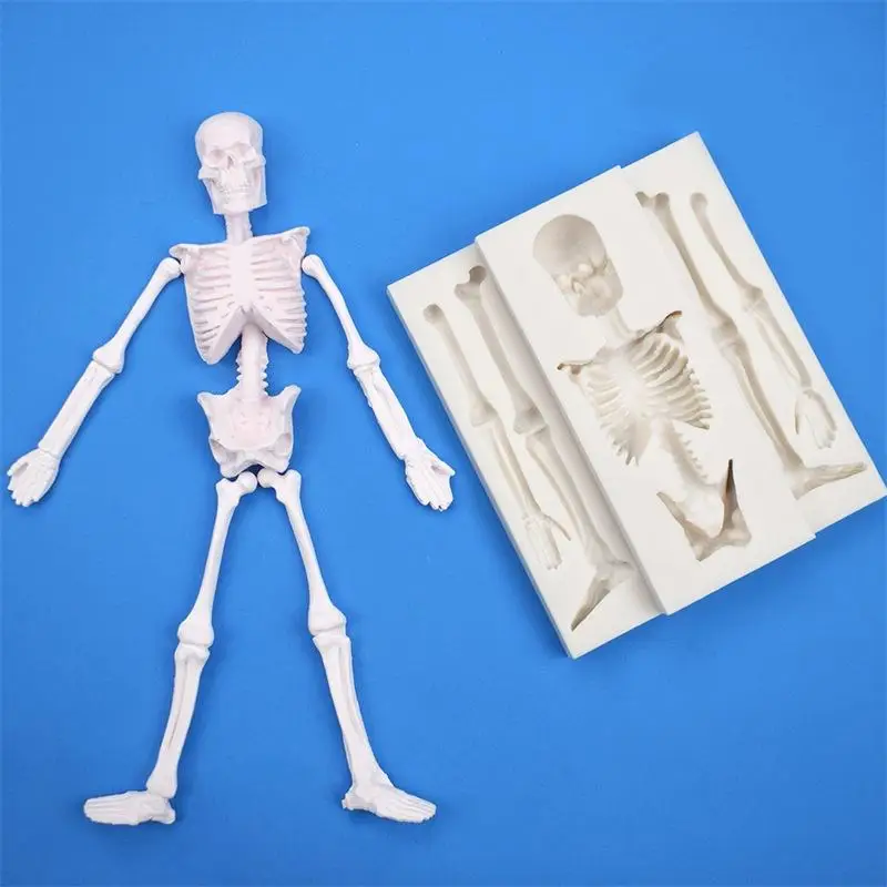 2026NEW Food Grade Silicone Skeleton Body Mold Halloween Fondant Gumpaste Chocolate Candy Clay for Spooky Cake Topper Decoration