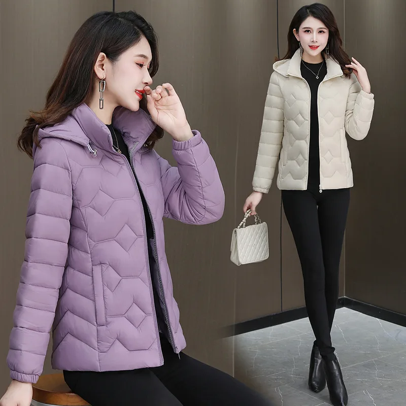 Winter Clothes Women Hooded Parkas Warm Long Sleeve Slim Cotton Jacket Lightweight Puffer Jacket Windproof Windbreaker Outerwear