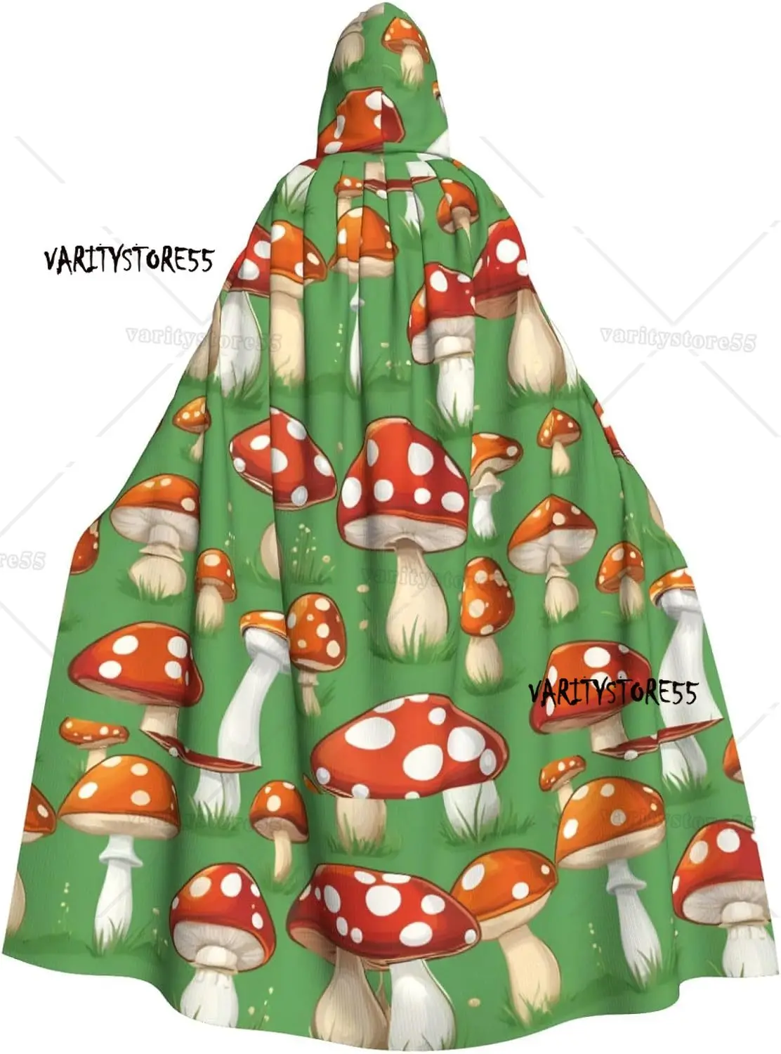 

Cartoon Mushrooms Print Unisex Hooded Cape Perfect For Halloween Role Play Costumes