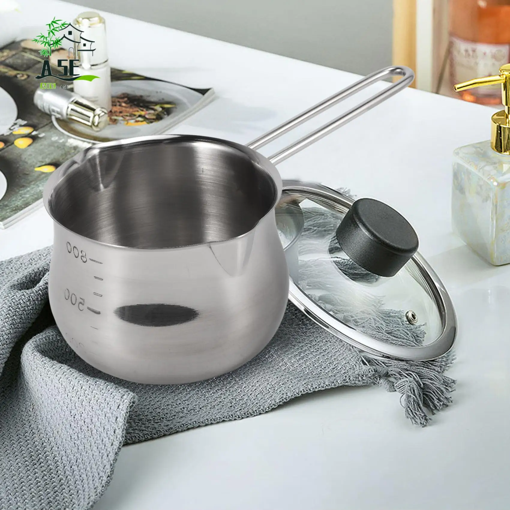 A05E-Non-Stick Pan Milk Pot Butter Chocolate Melted Heating Pot Warmer Pan Small Saucepan Cheese Pot With Pour Spouts
