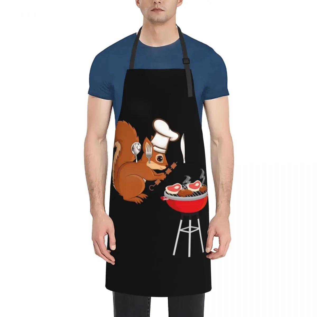 Chef Squirrel Barbecue BBQ Apron Kitchen Women kindergarten teacher Men's Kitchen Kitchen Utensils Apron