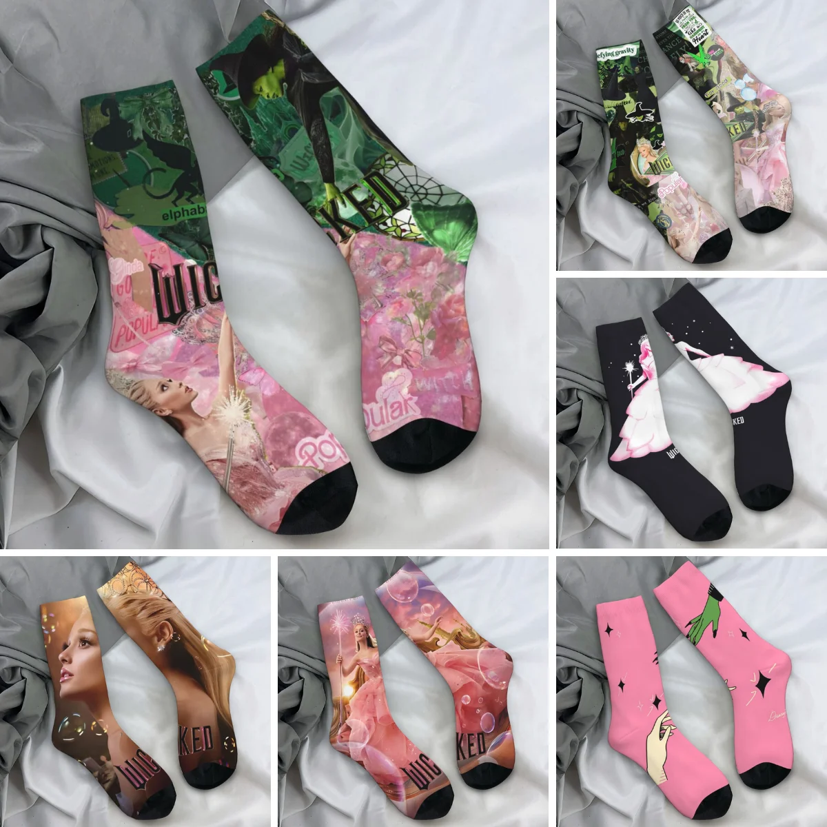 Wicked Movie Glinda Socks Gothic Stockings Unisex Men Soft Breathable Running Sports Socks Autumn Graphic Non Skid Socks