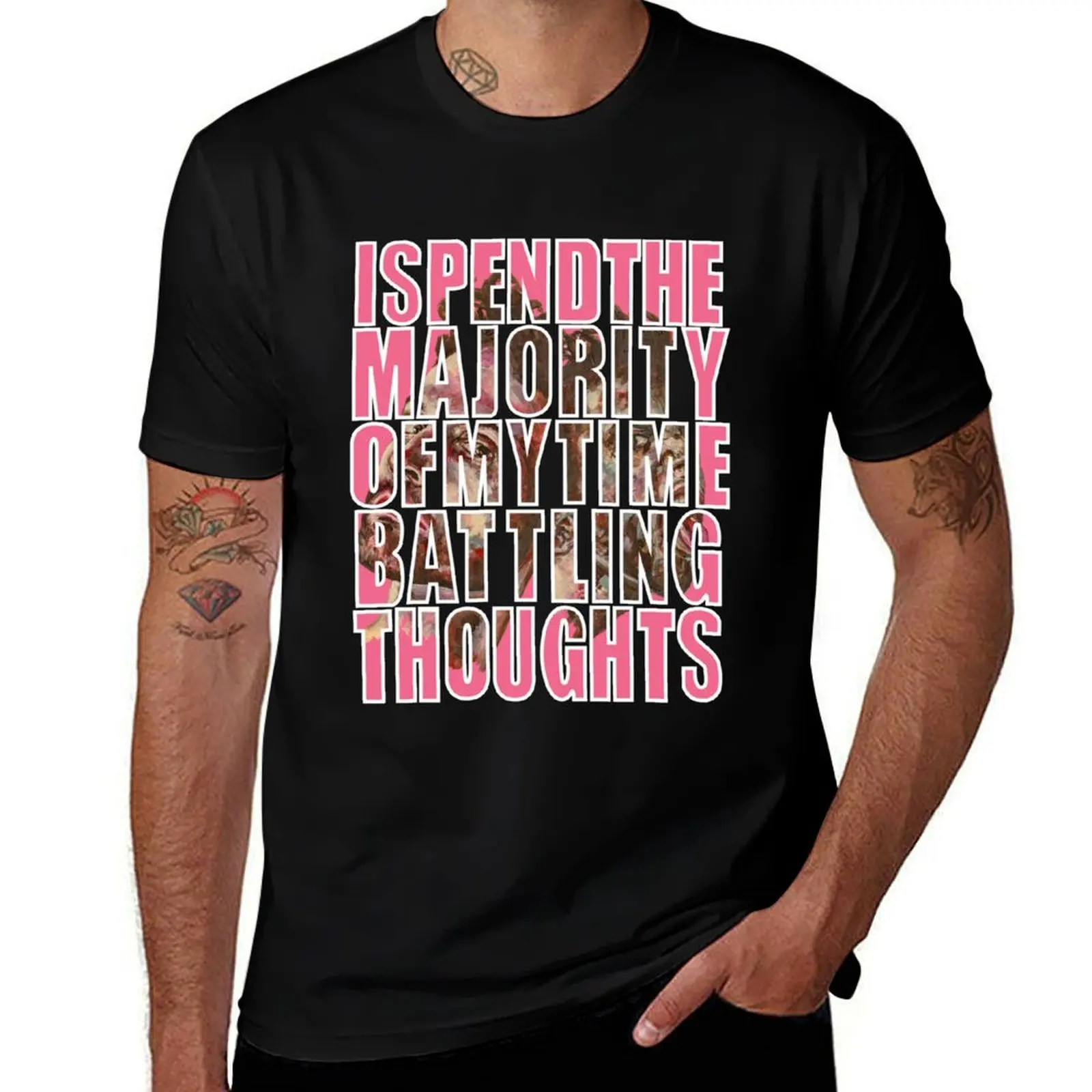 I spend the majority of my time battling thoughts T-Shirt Regular Fit Plain Tee Shirt