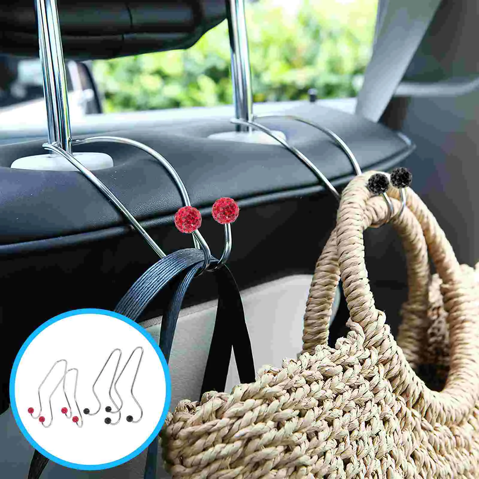 4 Pcs Car Hook Umbrella Hooks Hanger Boutique Accessories Back Seats Stainless Steel Headrest Hangers