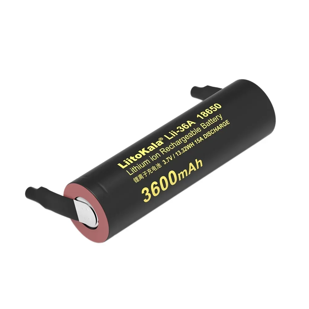 New LiitoKala Lii-36A 18650 3600mAh 3.7V Li-ion Rechargeable Battery 10A Discharge Batteries DIY Nickel Sheet for Mobile power