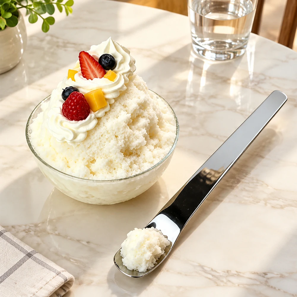 Ice Cream Spade Spoons Stainless Steel Flat Head Dessert Spoons Irror Polished Metal Spade Spoon For Layered Cakes & Pastries