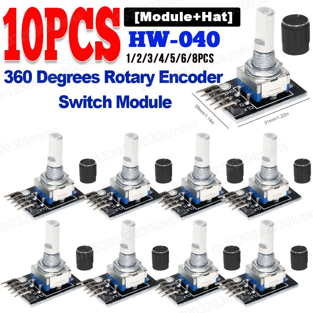 1-10pcs HW-040 360 Degrees Rotary Encoder Switch Module Brick Sensor Development Board with Knob Cap Brick Sensor Switch Module