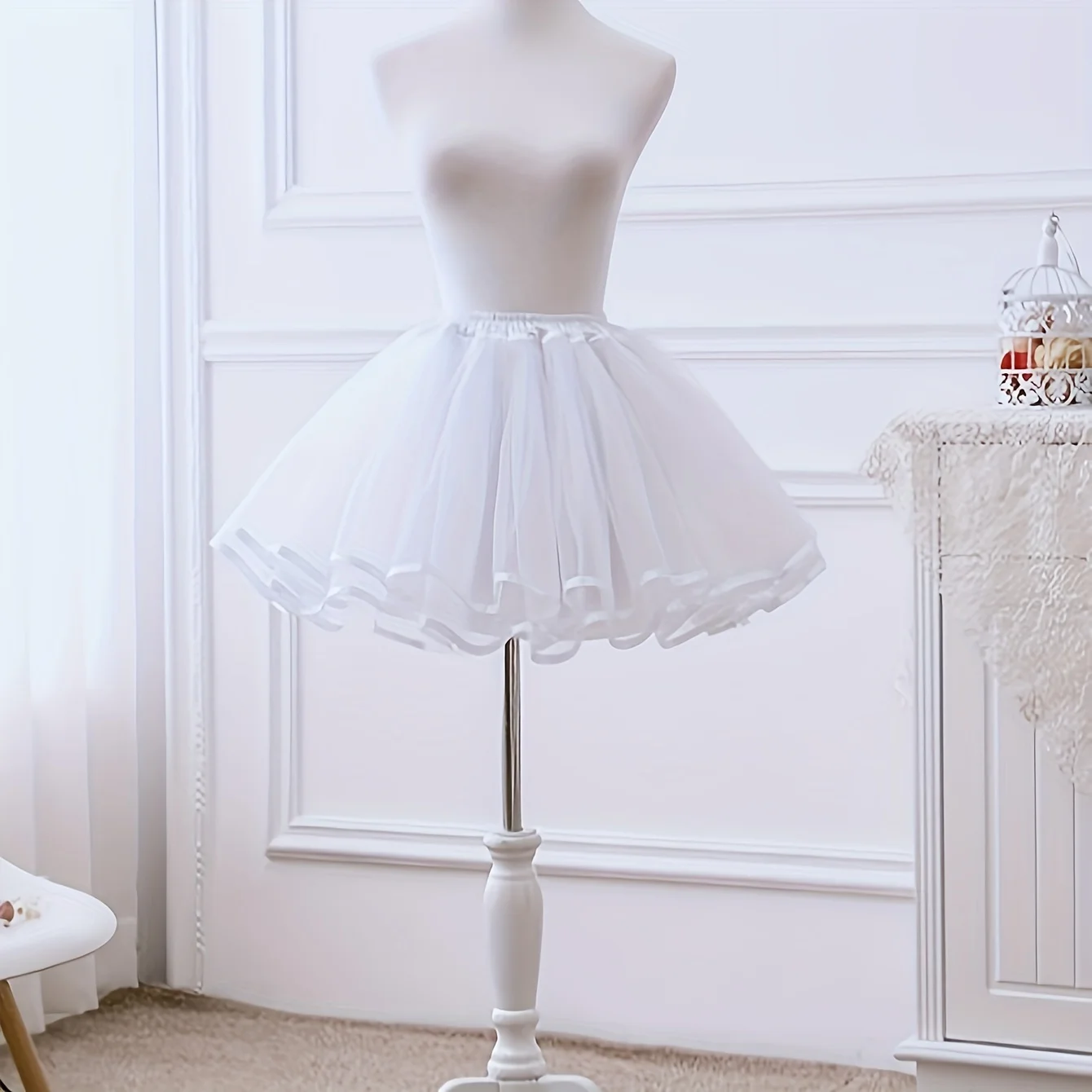 Elegant Lolita-Inspired Petticoat for Women - Soft Tulle Underskirt with 3-Layer Support, Boneless Design, Perfect for Daily