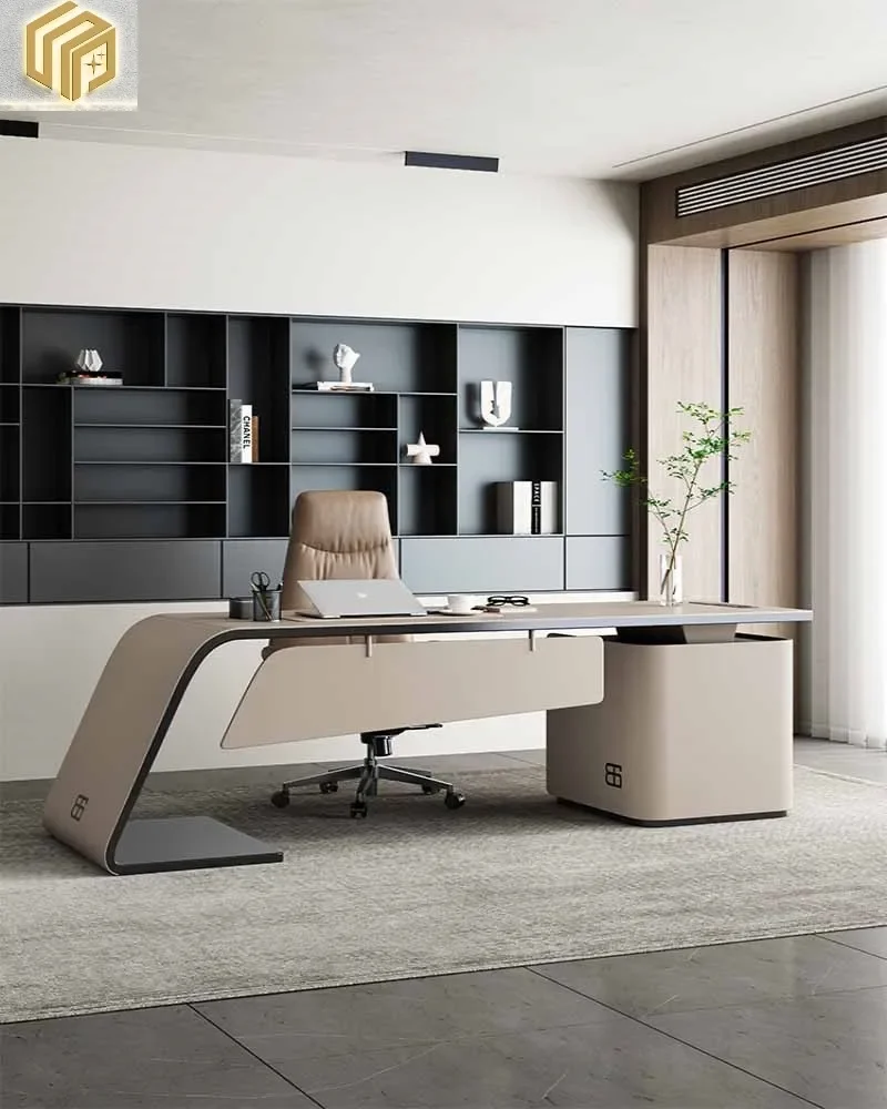 

Modern and minimalist desk, corner office desk, computer desk, beauty salon reception and consultation desk