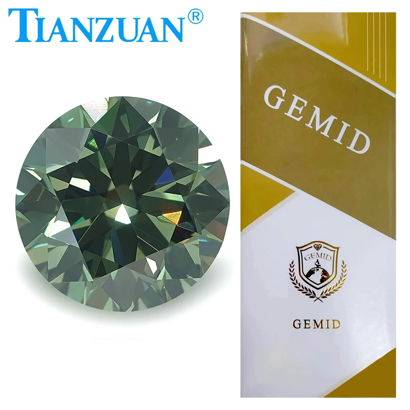 Lab Grown Diamond HPHT 1.5CT Round Shape Fancy Vivid Green Color VVS1 3EX Loose Gemstone Bead with GEMID Certified