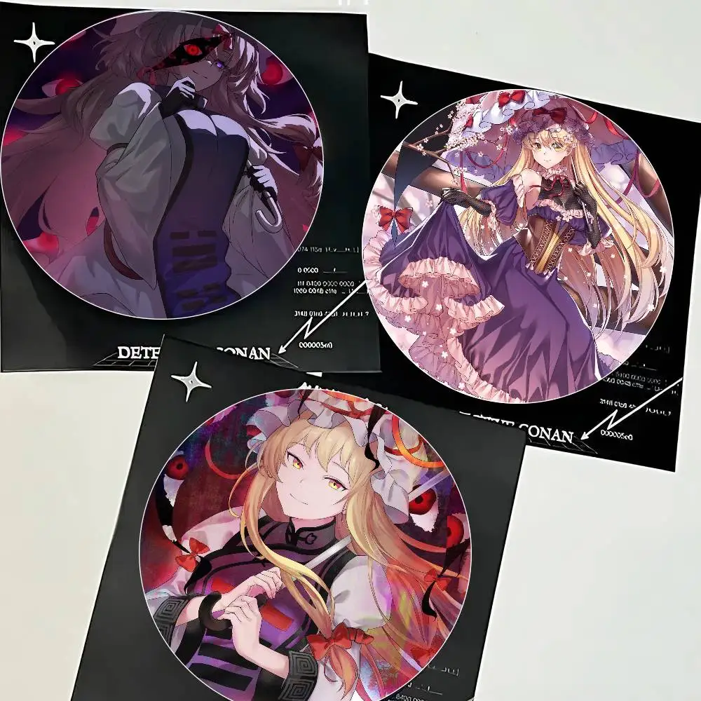Yukari Yakumo Anime T-Touhou Project Round Badge Lapel Pins For Backpacks Briefcase Laser Brooch Clothes Gifts