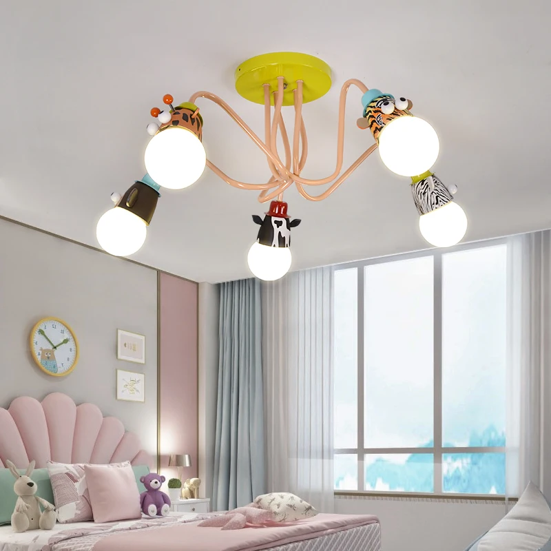 Imagem -02 - Cartoon Pendant Lamps For Kids Quarto Led Zebra Macaco Tigre Girafa Animal Luz Suspensa para Jardim de Infância Bebê Decoração Infantil E27