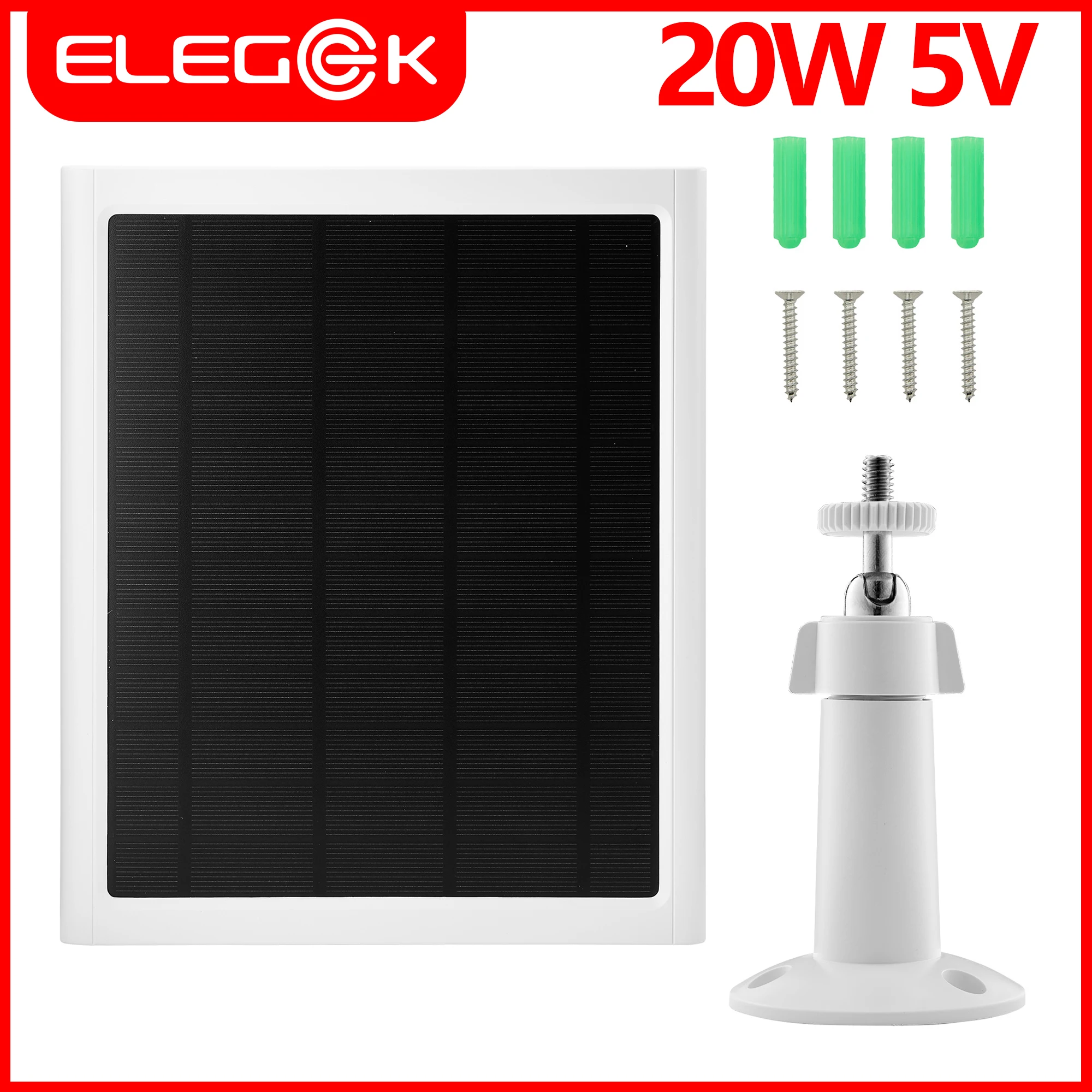 POWWALK 20W 5V Solar Panel Charger for Security Camera Portable Power Charger with Micro USB & Type-C Output Solar Panel Kit