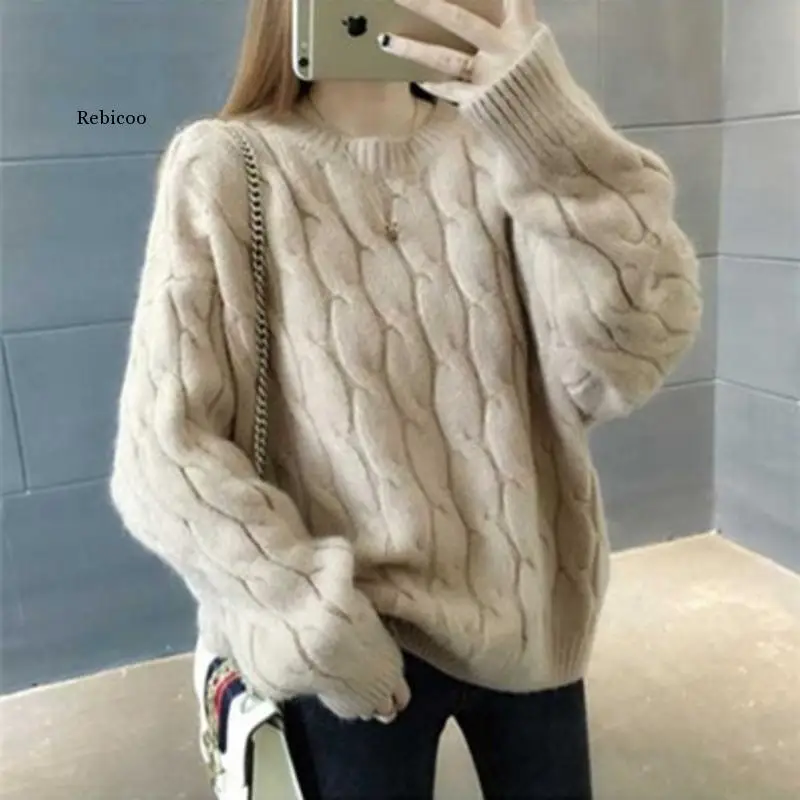 

Fashion O-Neck Sweater Women Autumn Winter Long Sleeve Cashmere Pullovers Female Knitted Bottoming Jumper Tops