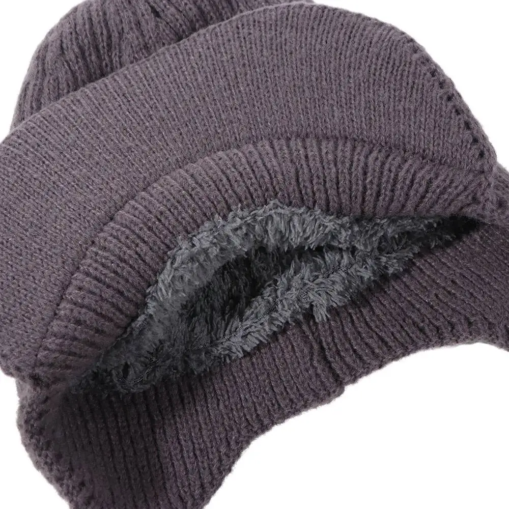 Cover Head Thickened Ear Protector Cap Warm Windproof Baseball Knitted Cap Solid Color Coldproof Knitted Peaked Hat Men