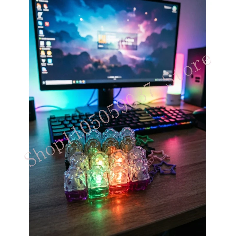 4-key LED crystal cat claw keyboard with clickable buttons for stress relief, portable desktop key accessories, office gifts