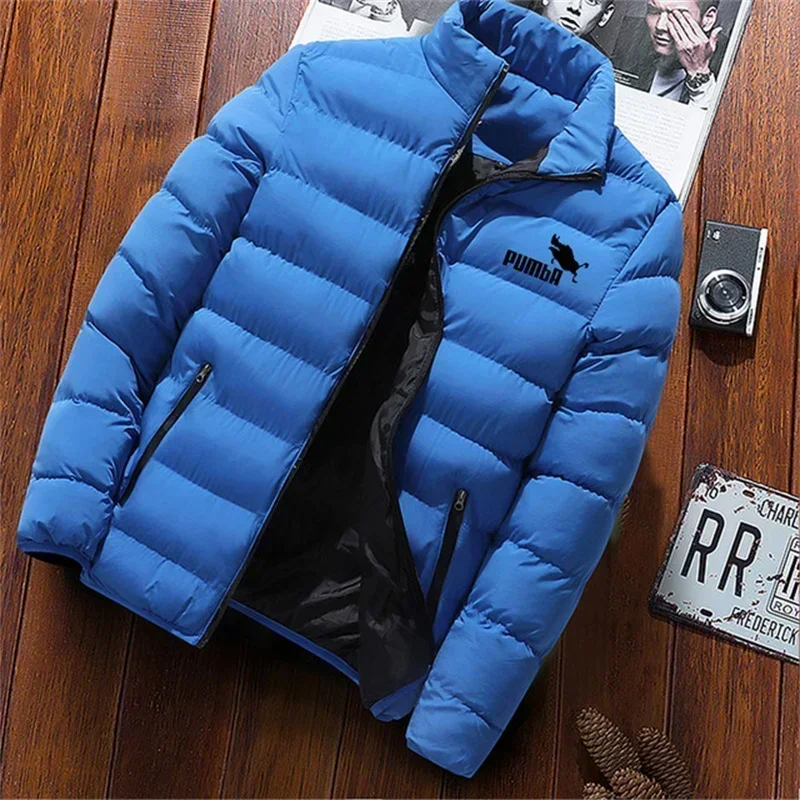 2024 Men\'s New Autumn Winter Simplicity Fashion Casual Warmth Thickened Waterproof Windproof Brand Sign Print Zipper Jacket Coat