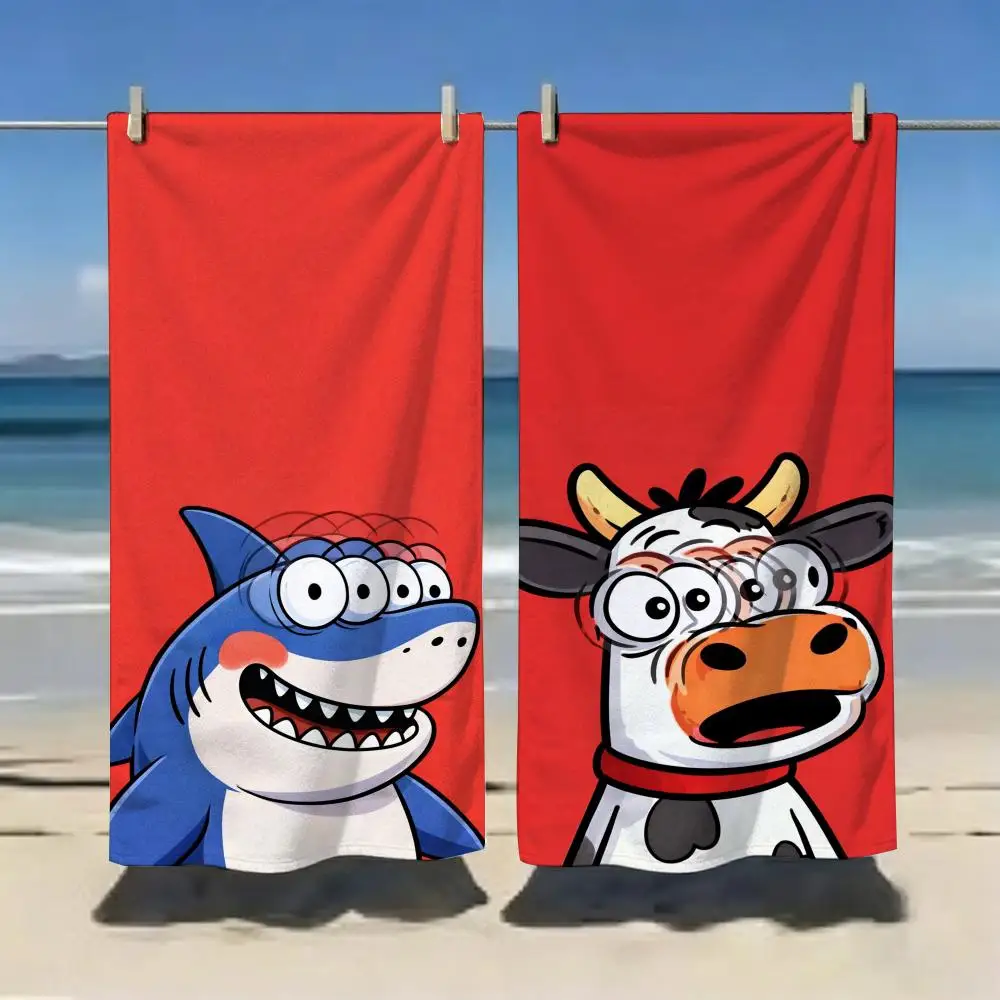 Weird Funny Cartoon Profile Picture Towel Microfiber soft Beach Towel for Travel Fitness Sauna Bathing Camping
