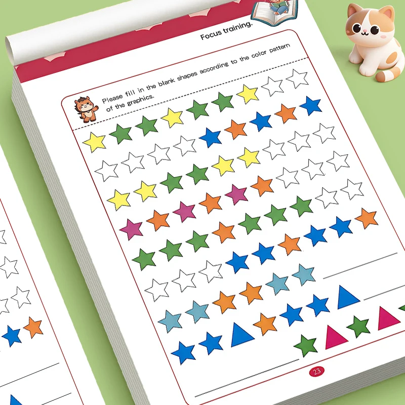 32 Pages Focus Skills Educational Activity Workbook,Position Matching & Reasoning Exercises, Kindergarten Brain Game Book