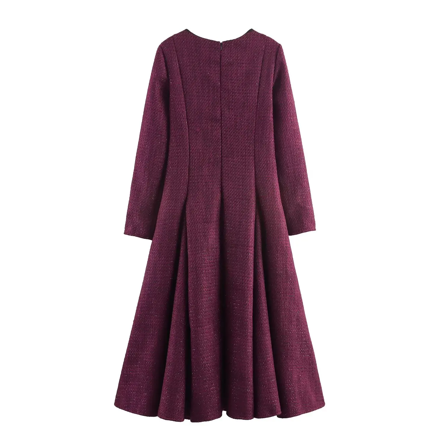 เสื้อสตรีทรงยาวดีไซน์หรูหรา คอเหลี่ยม ผ้าทวีด แฟชั่นลำลอง ผ้าโพลีเอสเตอร์ รุ่น H สำหรับฤดูใบไม้ร่วง