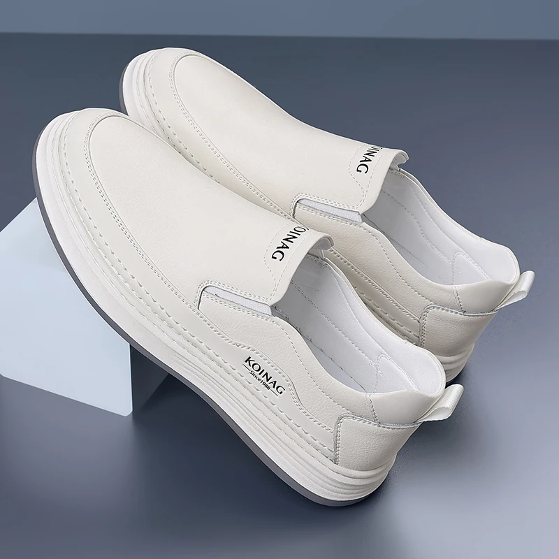 

Spring New Men's Comfortable Top Layer Cowhide Casual Leather Shoes Fashion Brand Men's Round Head Breathable Business Loafers