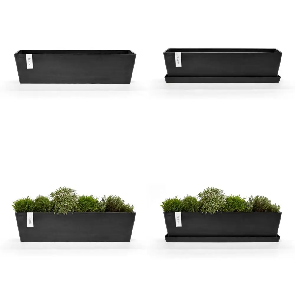 

Durable Rectangular Recycled Composite Planter Pot, Modern Design, Dark Grey, Suitable for Indoor and Outdoor Use, 31.5 inches