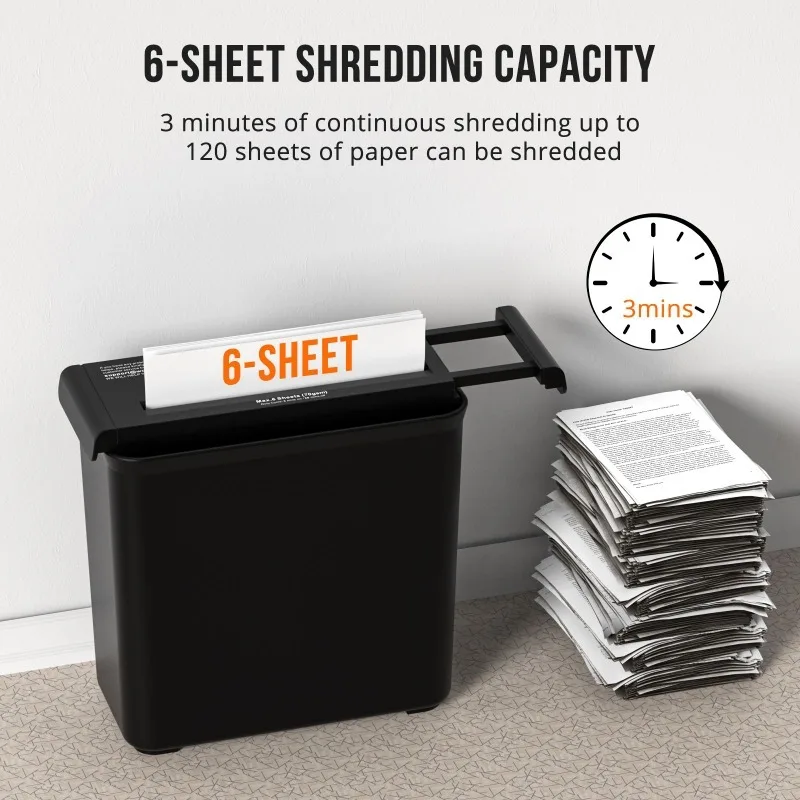 Manual Paper Shredder, Portable Hand Crank Strip Cut Shredder Holds Up To 6 Sheets for Home Office Document Disposal,Portable Shredder Extendable Arm Design with Overheat Protection for Home Office