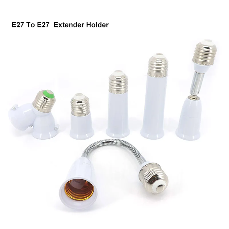 6cm 28cm AC E27 To 2 E27 LED light Lamp E27-E27 bulb Base Extender Holder Converter power Socket Flexible Retardant Adapter