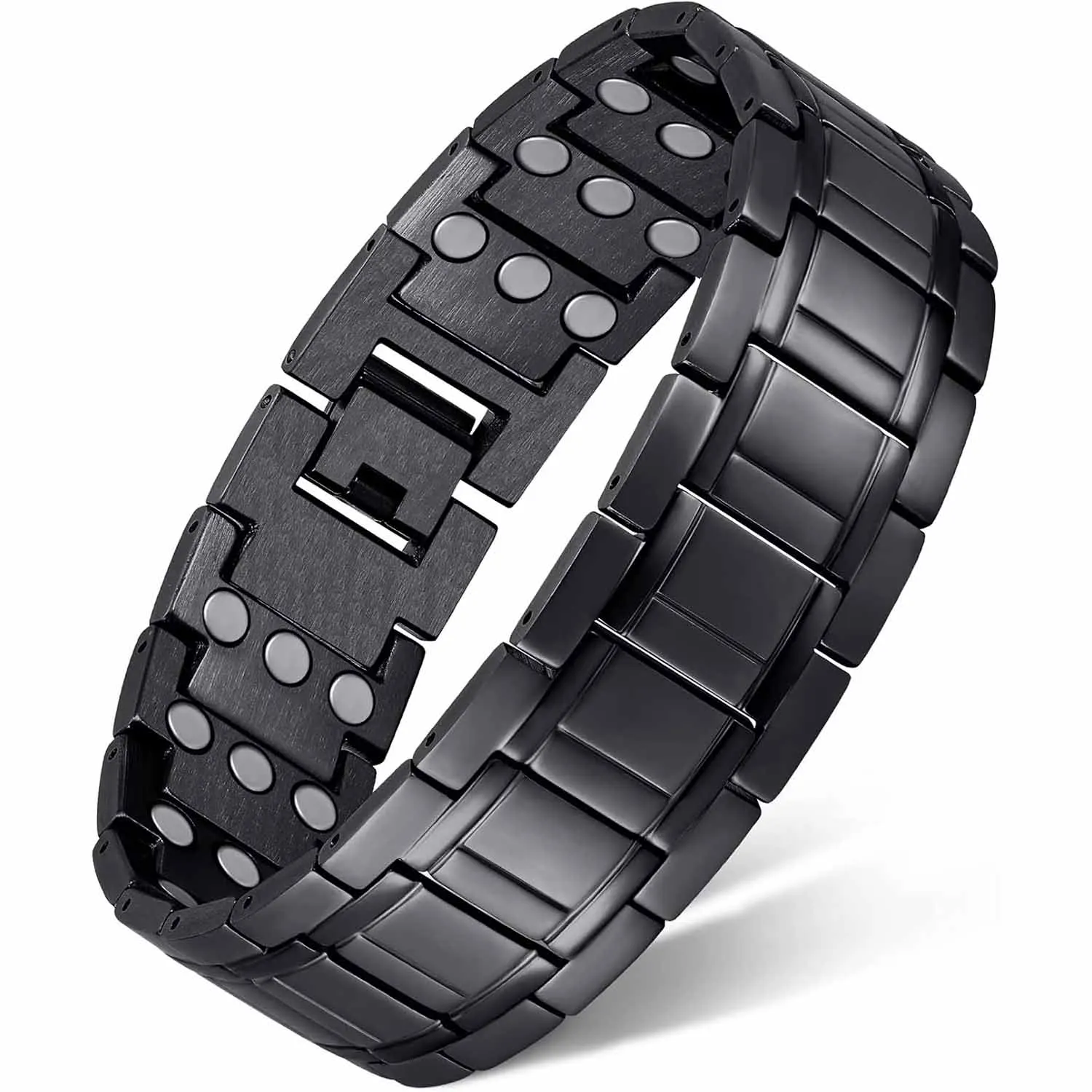 Men's copper magnetic bracelet set with three rows of magnetic chains and disassembly tools. Durable gift with size adjustment t