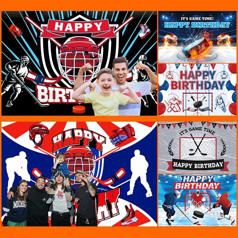Ice Hockey Birthday Decorations Backdrop Sports Game Theme Background Player Adults Kids Athlete Party Supplies Banner