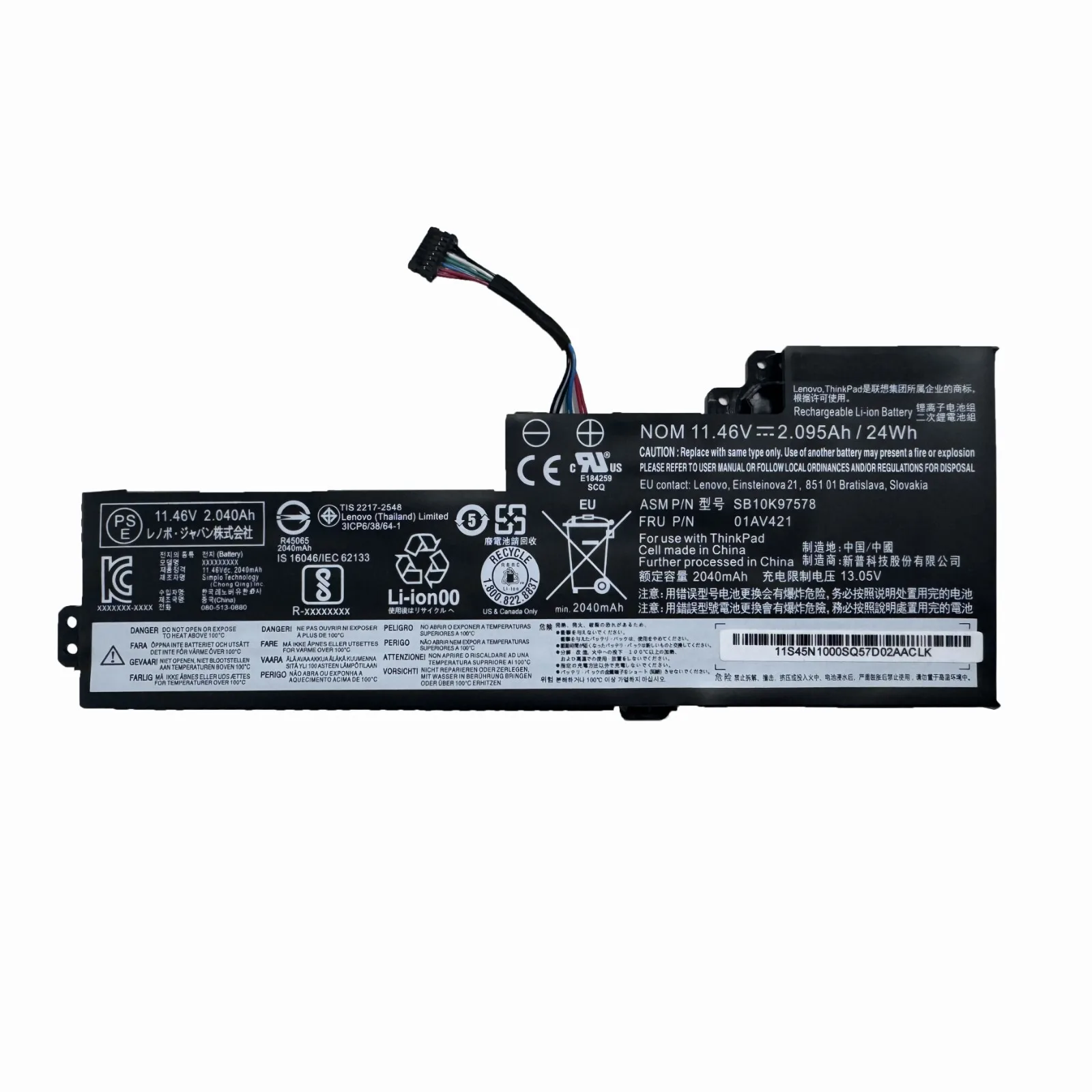 

For Lenovo ThinkPad T470 T480 A475 A285 Series 01AV419 01AV420 01AV421 01AV489 SB10K97576 SB10K97578 Laptop Battery 11.46V 24Wh