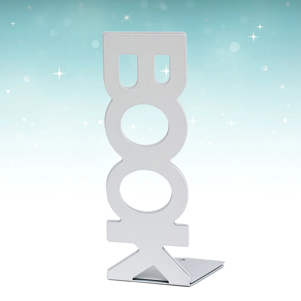 

Retro Bookends Frame Metal Anti-Rust Sturdy Creative Book Organizer Decorative Study Library Organizer White 208Mm