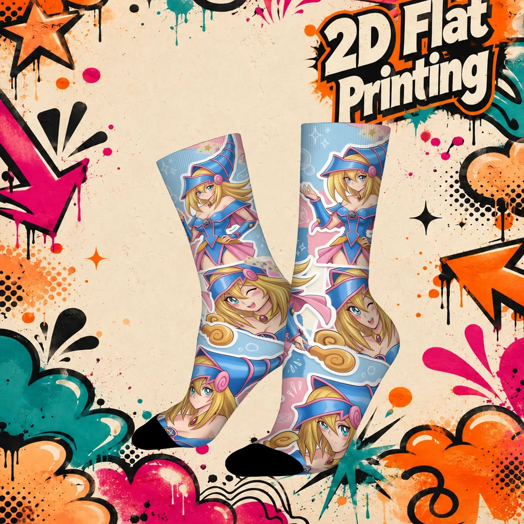 Fashion YU GI OH Card Meme Vintage  Street Style Novelty Casual Crew Crazy Sock Sports Socks