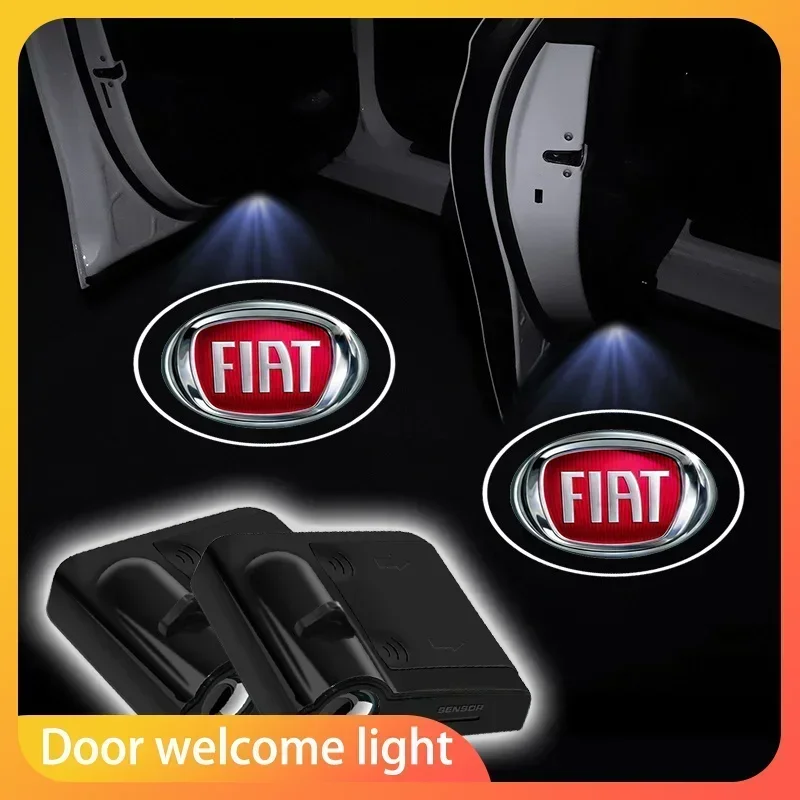 Lámpara de proyector de sombra de cortesía de bienvenida para puerta de coche, luz LED con logotipo HD, accesorios para coches FIAT 500 Grande Stilo Freemont Punto