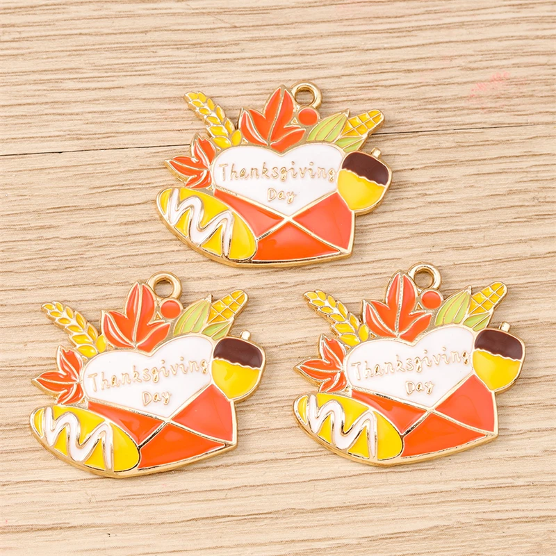 10 Stück Gemischte Thanksgiving-Anhänger, Emaille-Lebensmittel-Charms mit Mais und Kürbis für Schmuckherstellung, Halsketten, Ohrringe, DIY-Bastelarbeiten und Geschenke – Detail 9