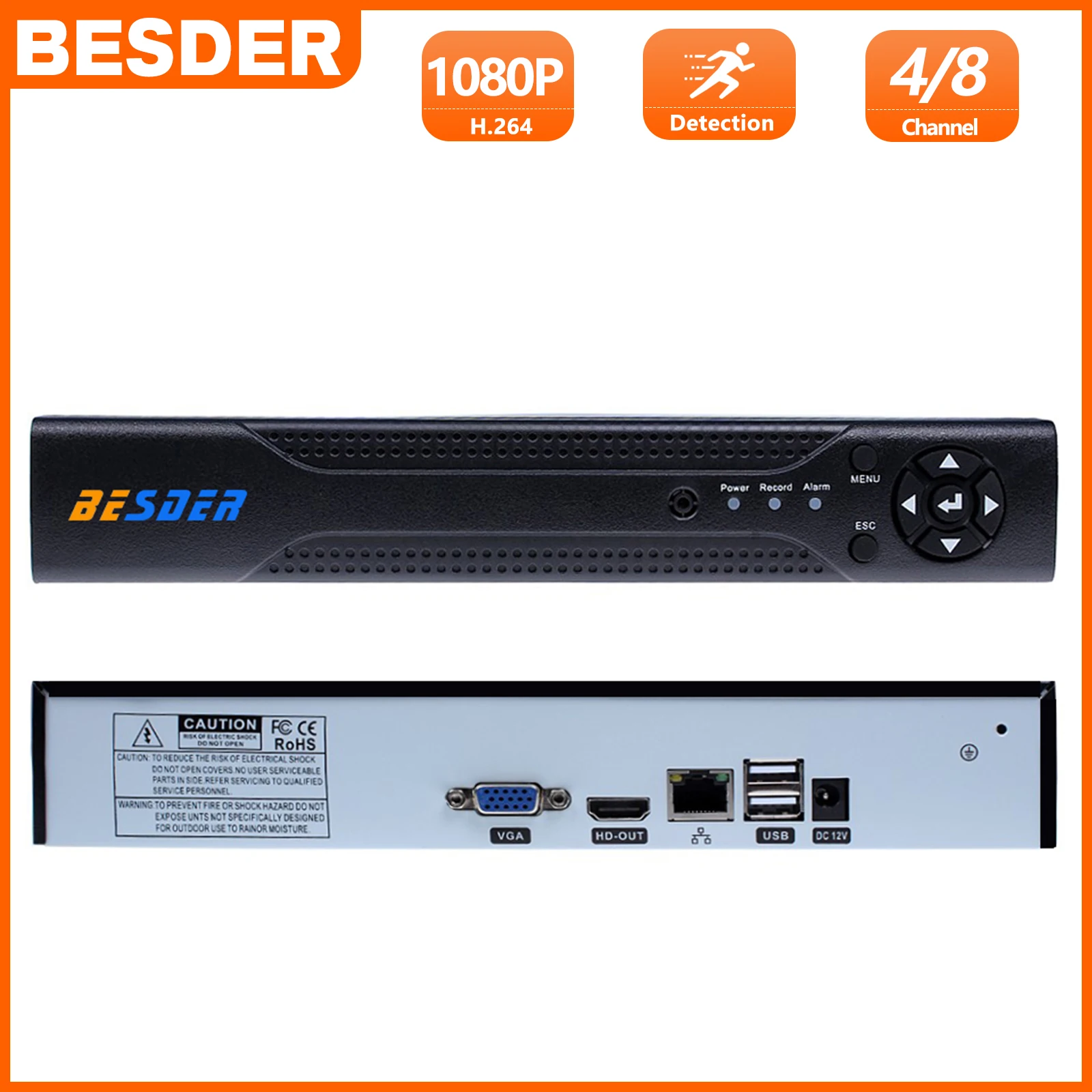 BESDER HDMI H.264 1080P CCTV NVR 4CH 8CH 1080P Network Video Recorder Motion Detection Support  For IP camera P2P XMEye APP