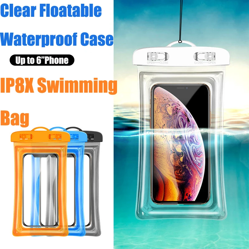 100pcs Waterproof Phone Case Waterproof Pouch Cell Phone Dry Bag for IPhone 11 Pro XS Max X XR 8 7 6s Plus Floatable Phone cover