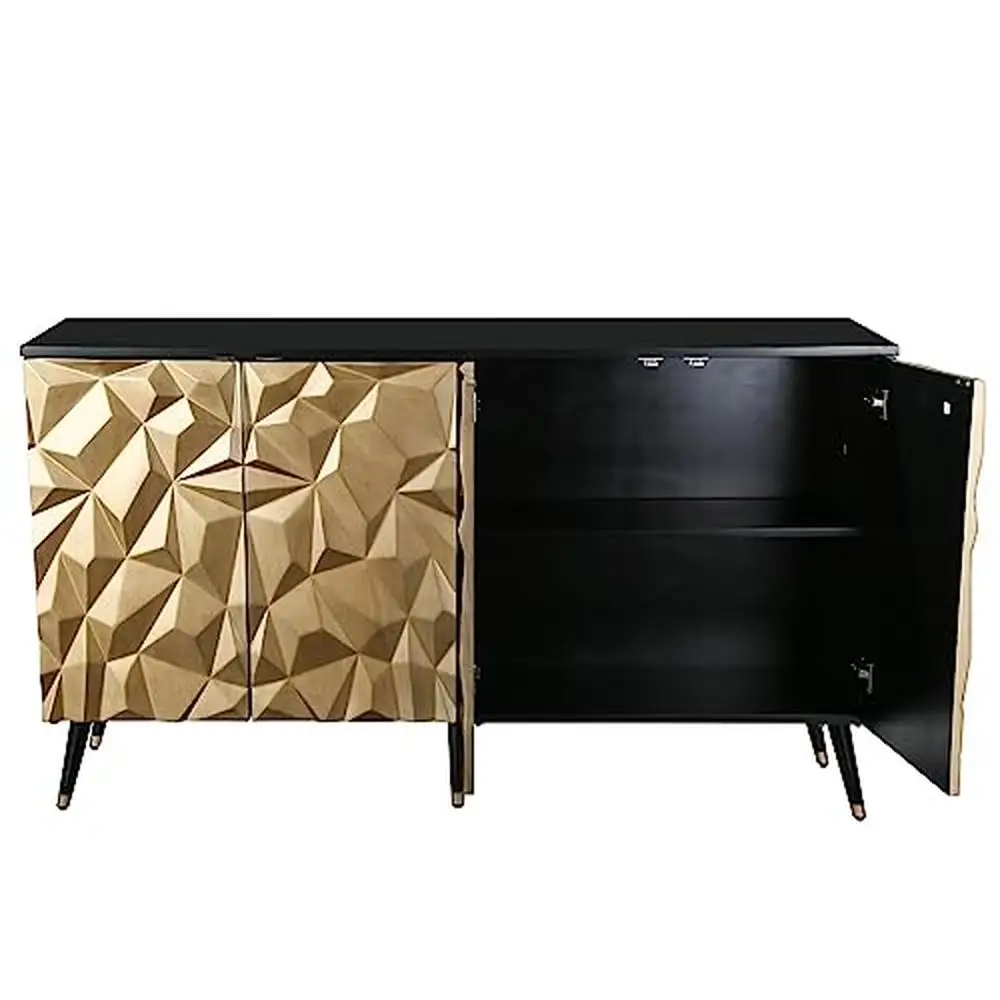 Elegant 4-Door Buffet Cabinet with Spacious Storage Modern Style Floor Mount Wood Sideboard Entryway Bedroom Living Room Dining