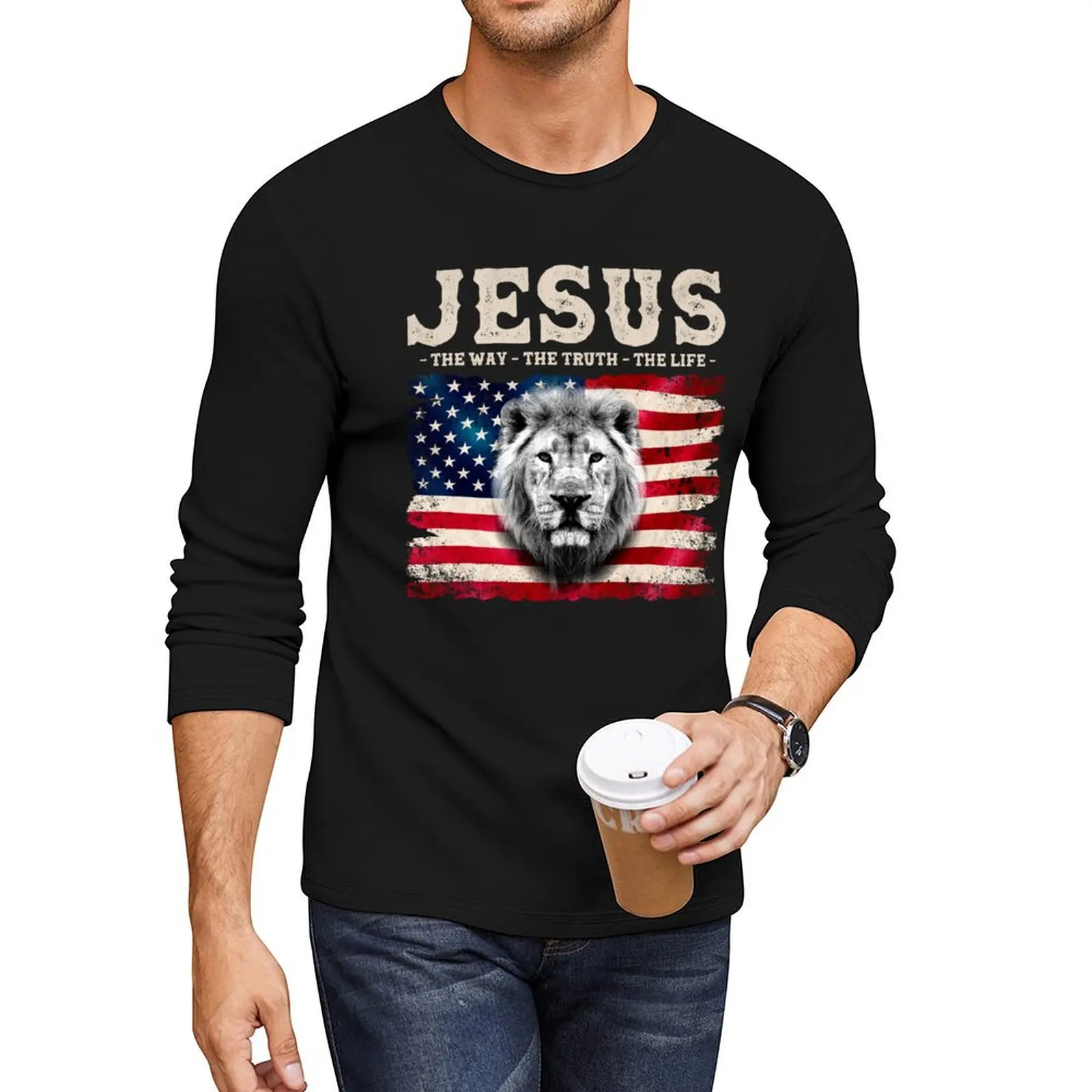 

Jesus Lion of Judah - The Way The Truth The Life Long T-Shirt customized t shirts men workout shirt