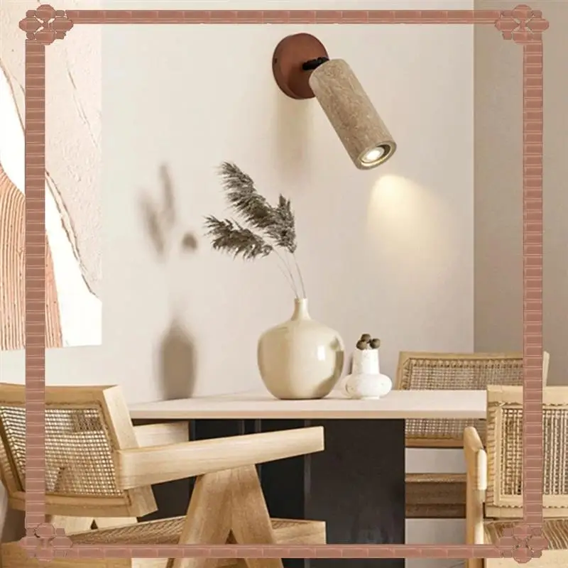 

24-Hour Delivery Yellow Travertine Walnut Color Rotatable Wall Lamp Modern And Simple Living Room Corridor Entrance Sconce Light