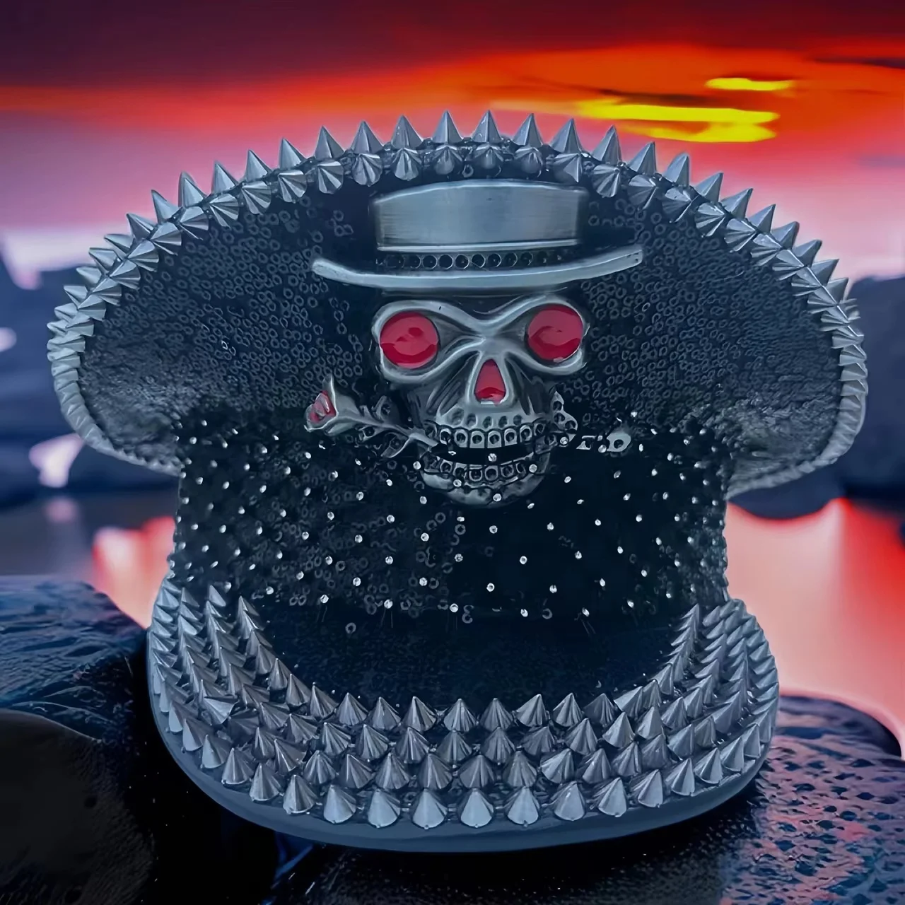 홍루안 옐로우 레이저 가죽 루프 캡틴 모자, 여성용 라인스톤 & 밀리터리 캡, 레이브 페스티벌 액세서리 & 파티 캡 남성용