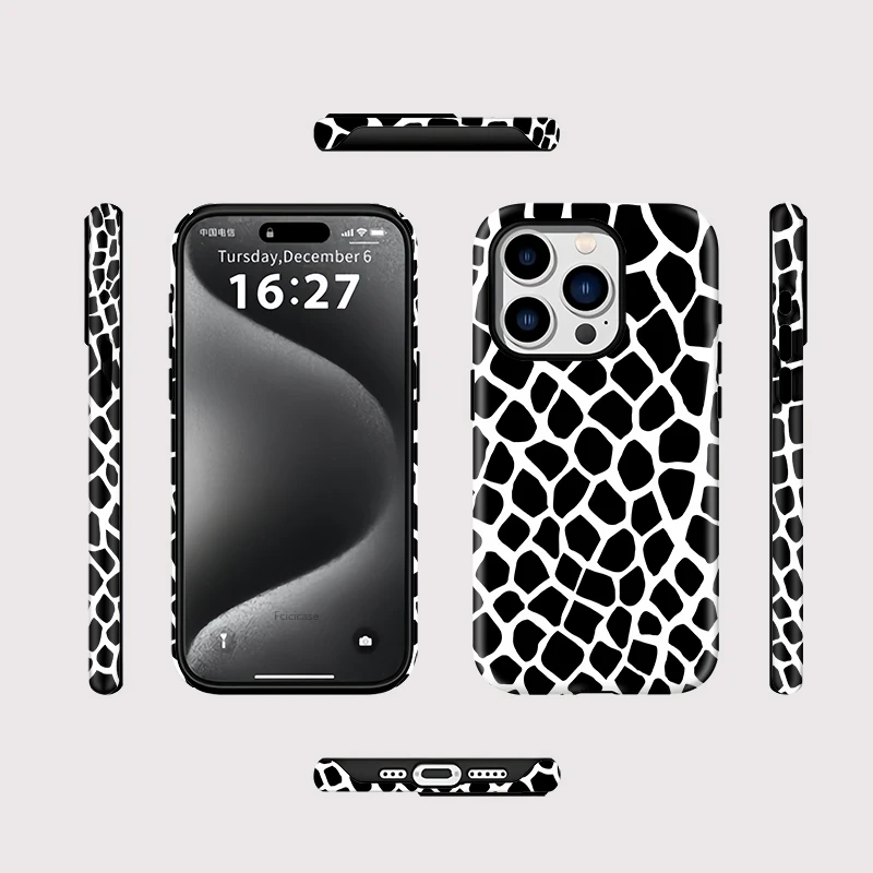 Fcicicase For iPhone 16 15 Pro Max Animlas Skin Pattern Phone Case Magnetic Cover for iPhone 11 12 13 14 Pro 15Plus Acrylic Capa
