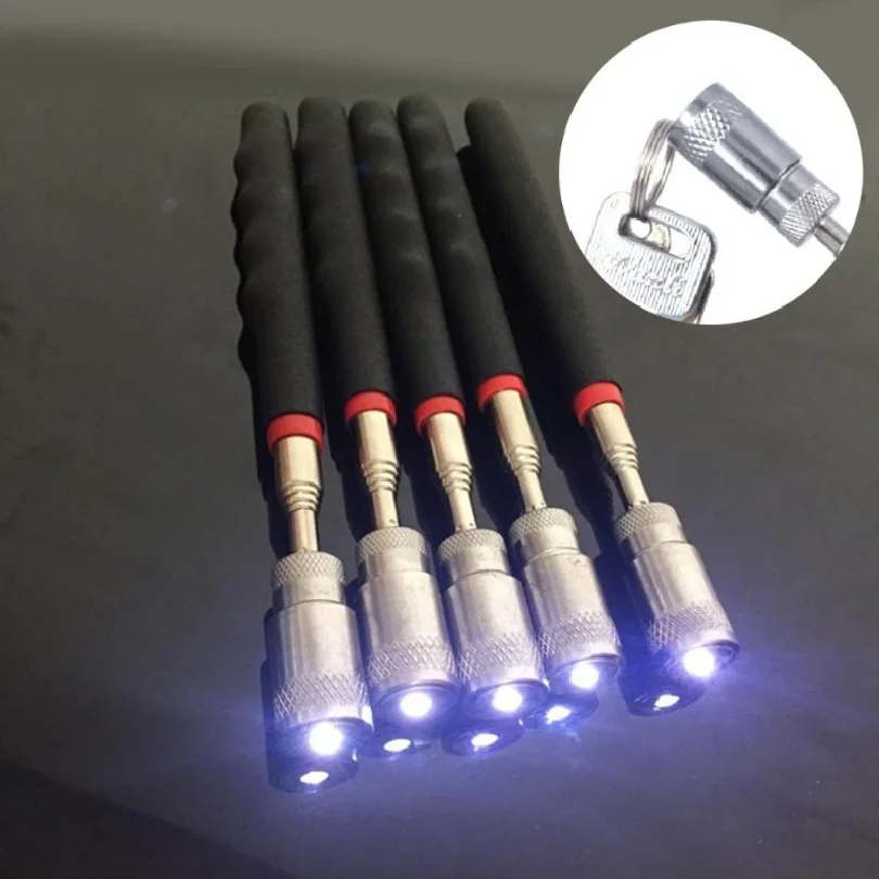 

1pc Telescopic Adjustable Magnetic Pick-Up Tools LED Light Magnet Long Extendable Long Reach 70cm