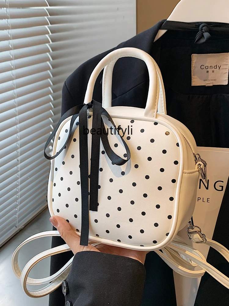 Niche Personality Ins Trendy Fashion Bag New Hand-Carrying Polka Dot Small Square Bag High-Grade Messenger Bag