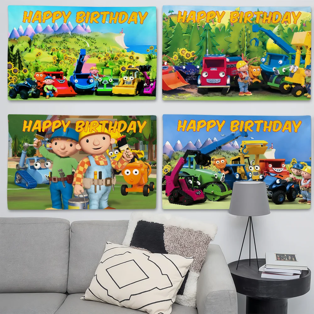 Funny Cartoon B-Bob The B-Builder Flag Suitable For Birthday