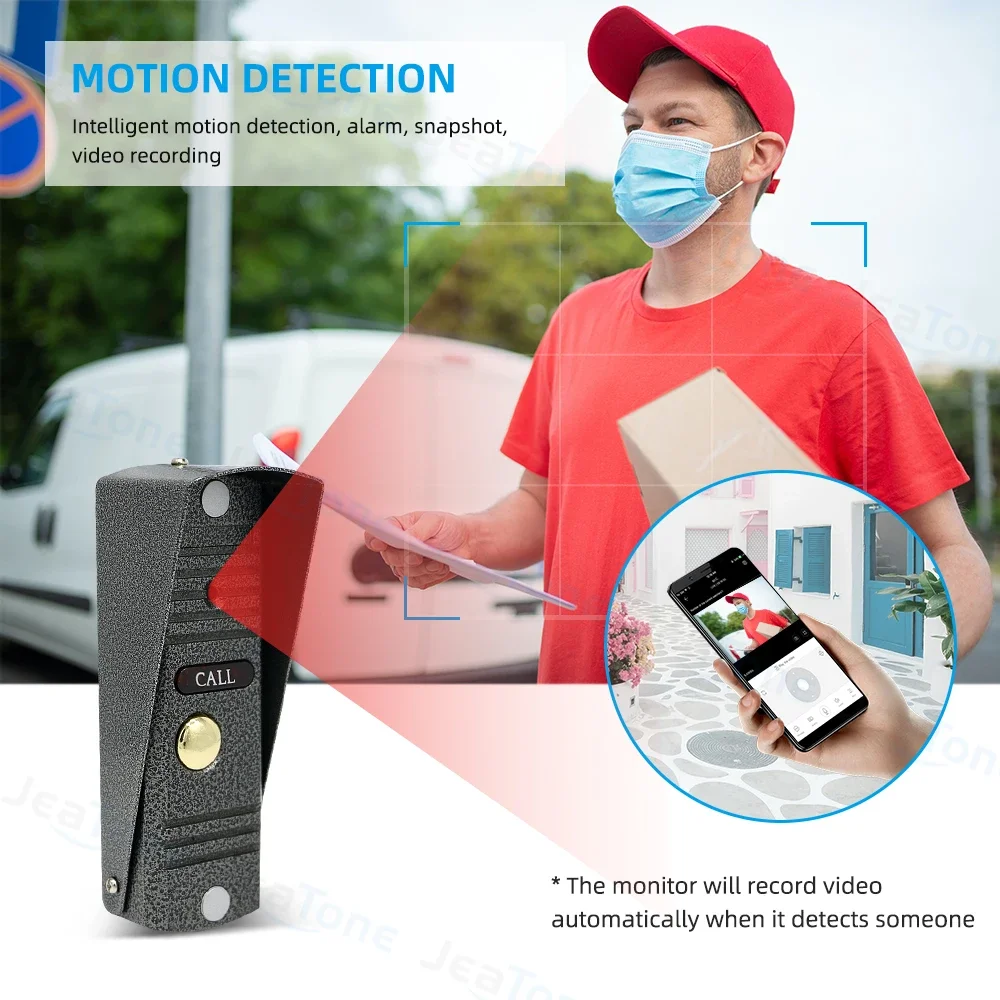 Jeatone WIFI 1080P LCD 7\'\' TouchScreen Home Video Intercom Video Doorbell Camera For Apartment Tuya Smart / Damage resistant