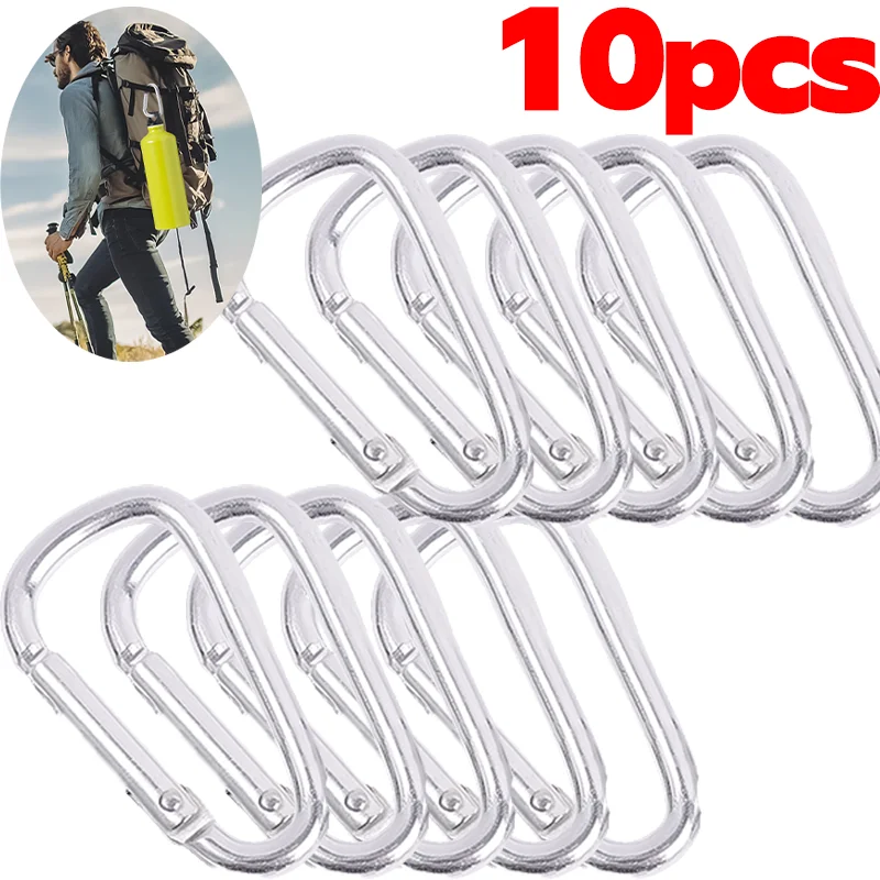 D-Ring-Karabiner aus Aluminiumlegierung, Schlüsselanhänger-Clip für Wasserflasche, Bluetooth-Headset, Rucksack-Schnalle, Outdoor, Camping, Wandern, 20/2 Stück